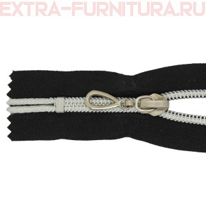 Молния спираль декор Т7 25см цв.черный/серебро н/р