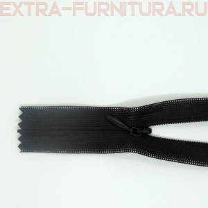 Молния потайная  № 3, 20 см цв. 322 черный п/э пл.9,3 гр/м