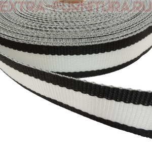 Стропа двухцветная, шир.30мм, цв. черный/белый, уп.25м, пл. 17 гр/м
