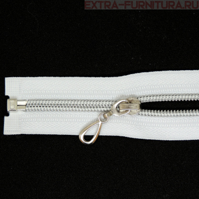 Молния спираль декор Т5 60см цв.белый/серебро MaxZipper*