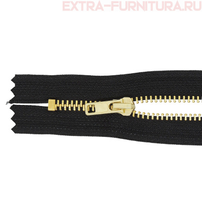 Молния джинсовая № 4, 16 см, латунь, цв.322 черный