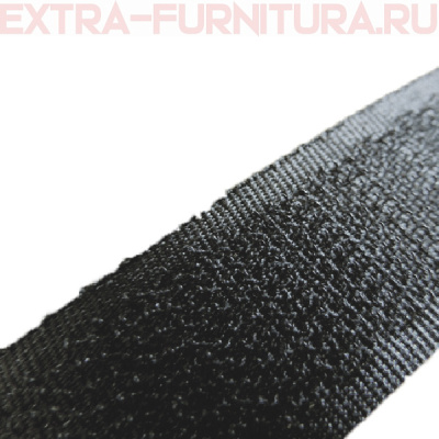  Лента контакт 50мм цв.черный (25м) жесткая часть 