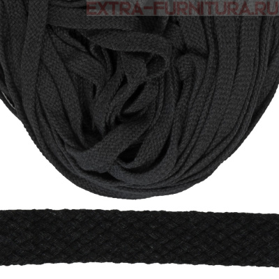 Шнур плоский х/б 12мм, цв.антрацит 110, уп.50м, пл. 9,88 гр/м