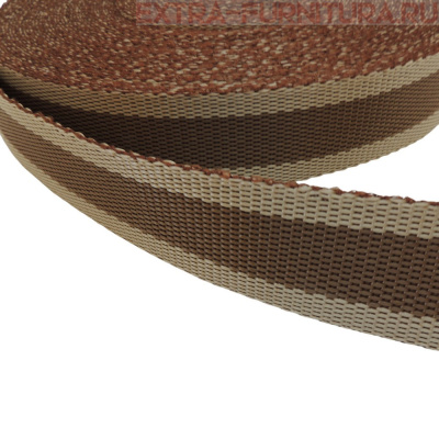 Стропа двухцветная, шир.30мм, цв. бежевый/коричневый, уп.25м, пл. 17гр/м